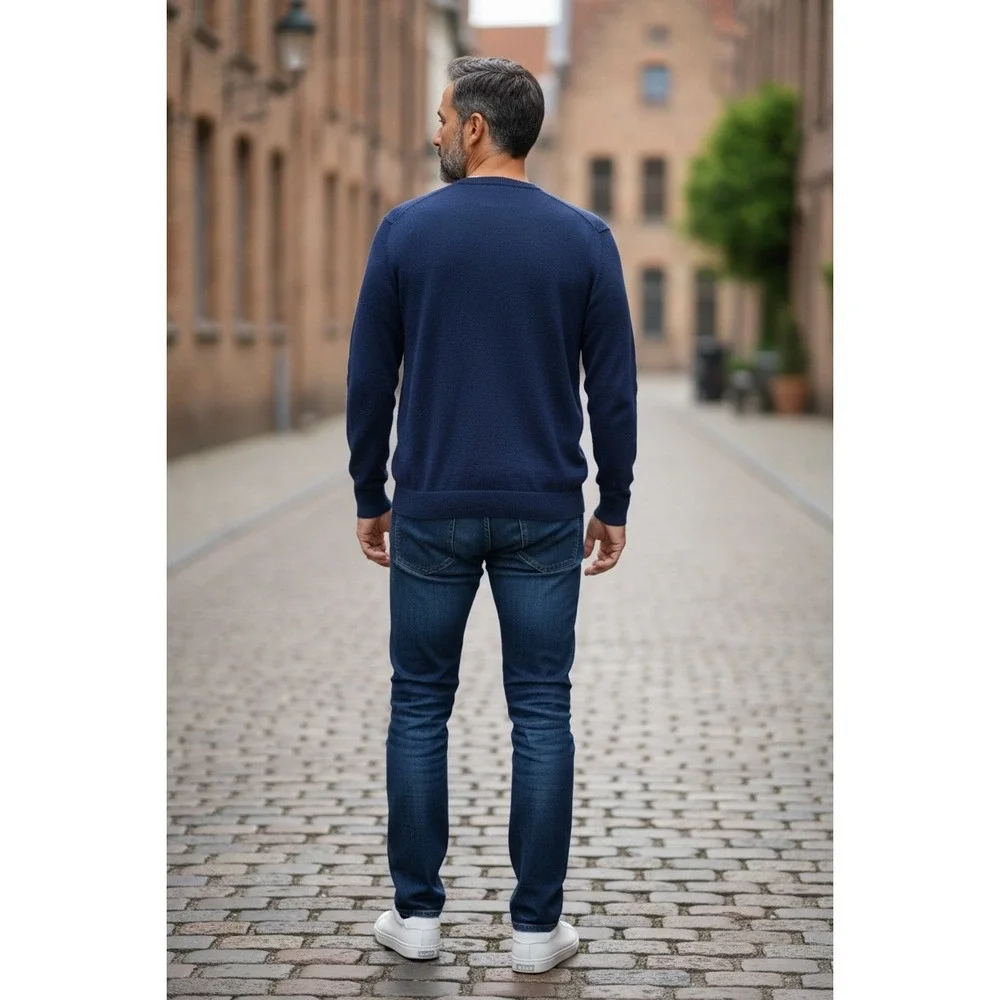 Club Room‎ Mens V Neck Sweater Wool Acrylic Blend Navy Blue Size XL
